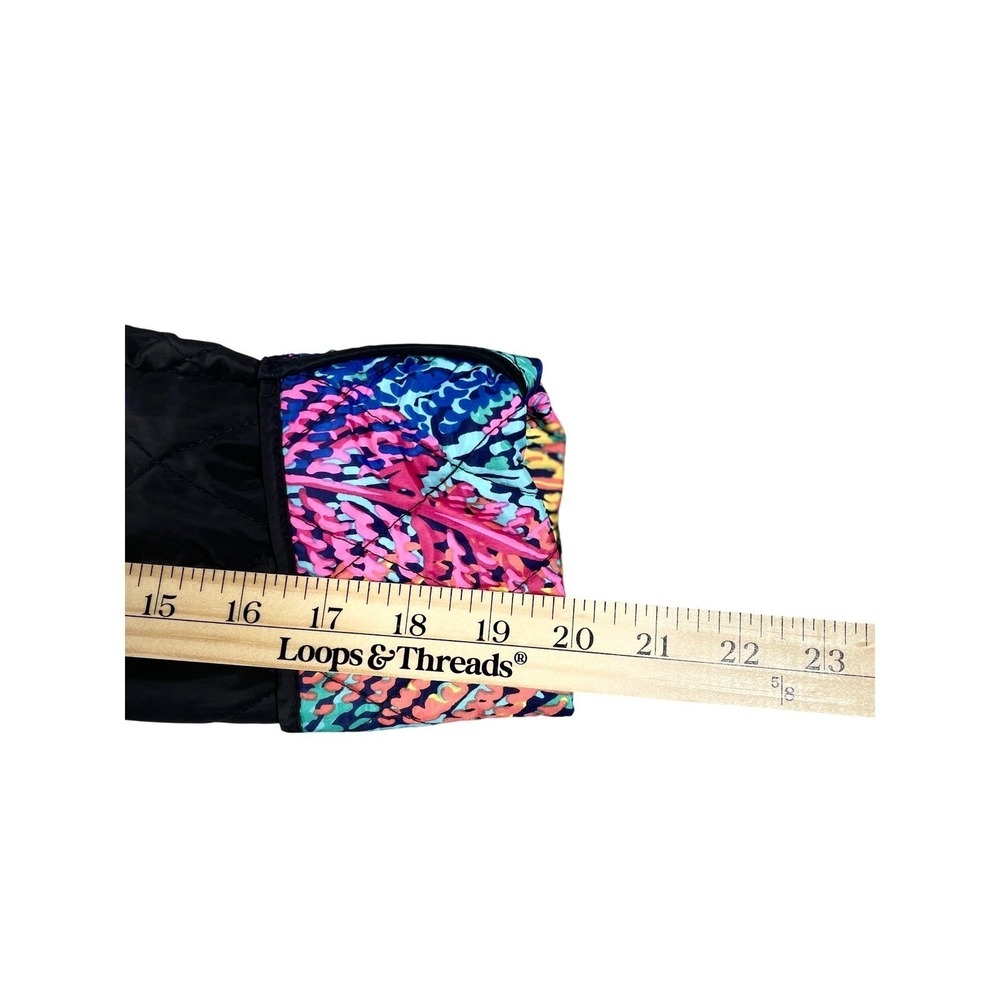 Lilly Pulitzer XXS Quilted Jacket Black Gold Button Colorful Lining Cuff Design - Picture 15 of 16